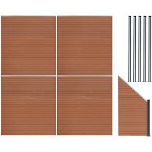 MonsterShop (Fence Panels x 4, Angled Piece & Posts x 5 - Brown) Composite Fence Panels Corn MonsterShop (Fence Panels x 4, Angled Piece & Posts x 5 - Brown) Composite Fence Panels Corn