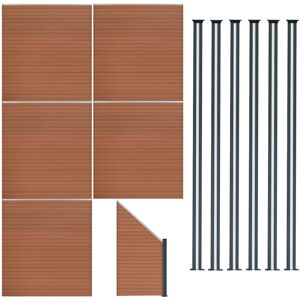 MonsterShop (Fence Panels x 5, Angled Piece & Posts x 6 - Brown) Composite Fence Panels Corn MonsterShop (Fence Panels x 5, Angled Piece & Posts x 6 - Brown) Composite Fence Panels Corn