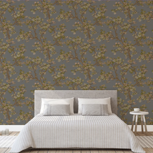 Grandeco Charcoal Floral Wallpaper Acer Tree Leaves Textured Vinyl Grandeco Charcoal Floral Wallpaper Acer Tree Leaves Textured Vinyl