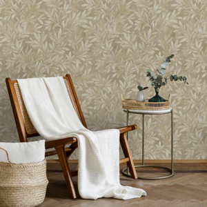 Grandeco Taupe Willow Trail Wallpaper Gold Metallic Leaf Shimmer Textured Grandeco Taupe Willow Trail Wallpaper Gold Metallic Leaf Shimmer Textured