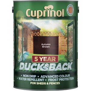 Cuprinol Ducksback 5 Year Waterproof for Sheds and Fences, 5 L - Autumn Brown Cuprinol Ducksback 5 Year Waterproof for Sheds and Fences, 5 L - Autumn Brown
