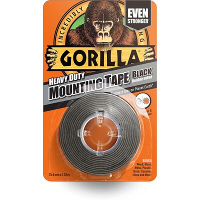 Gorilla Heavy Duty Mounting Tape Black 25.4mm x 1.5m Gorilla Heavy Duty Mounting Tape Black 25.4mm x 1.5m