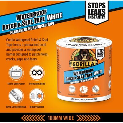 Gorilla - Patch & Seal Tape - White - 100mm x 3m Gorilla - Patch & Seal Tape - White - 100mm x 3m