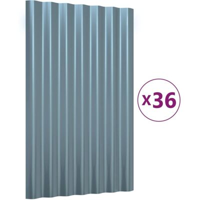 vidaXL Grey 60x36cm Steel Corrugated Roof Panels Set - Weather-Resistant vidaXL Grey 60x36cm Steel Corrugated Roof Panels Set - Weather-Resistant