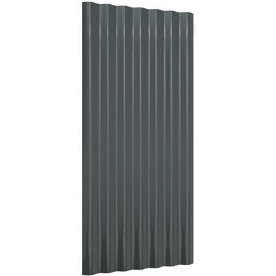 vidaXL Steel Roof Panels - 80x36cm - Anthracite - Corrugated vidaXL Steel Roof Panels - 80x36cm - Anthracite - Corrugated