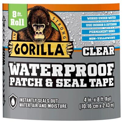 Gorilla 4 in. x 8 ft. Waterproof Repair Tape, Clear Gorilla 4 in. x 8 ft. Waterproof Repair Tape, Clear