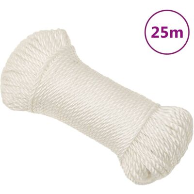 vidaXL White 3 mm/ 25 m Twisted Rope for Garden & Workshop - Rope vidaXL White 3 mm/ 25 m Twisted Rope for Garden & Workshop - Rope