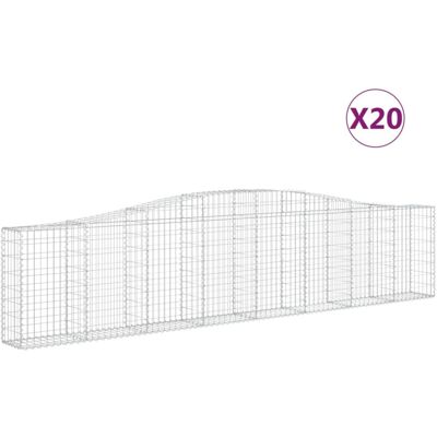 vidaXL Arched Gabion Baskets 20 pcs 400x30x80/100 cm Galvanised Iron - Gabion Basket vidaXL Arched Gabion Baskets 20 pcs 400x30x80/100 cm Galvanised Iron - Gabion Basket