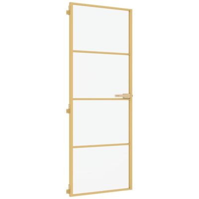vidaXL Interior Door Slim Sliding Door Golden Tempered Glass and Aluminium vidaXL Interior Door Slim Sliding Door Golden Tempered Glass and Aluminium