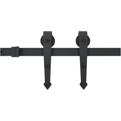 vidaXL Sliding Door Hardware Kit SKIEN - 200cm Steel Black vidaXL Sliding Door Hardware Kit SKIEN - 200cm Steel Black