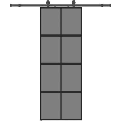 vidaXL Sliding Door with Hardware Set Black 76x205 cm Tempered Glass vidaXL Sliding Door with Hardware Set Black 76x205 cm Tempered Glass