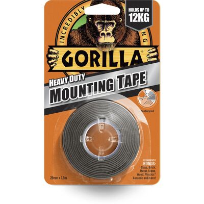 Gorilla Heavy Duty Mounting Tape Black 1.5m Gorilla Heavy Duty Mounting Tape Black 1.5m