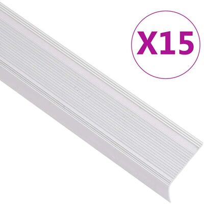 (silver, 90 cm (15 pcs)) vidaXL 5x Stair Nosings L Aluminium Multi Sizes Multi C (silver, 90 cm (15 pcs)) vidaXL 5x Stair Nosings L Aluminium Multi Sizes Multi C