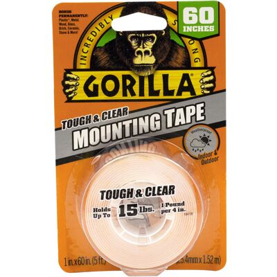 Gorilla Tough & Clear; Double Sided Mounting Tape; Weatherproof; 1"""" x 60""""; Gorilla Tough & Clear; Double Sided Mounting Tape; Weatherproof; 1"""" x 60"""";