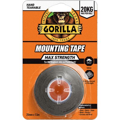 Gorilla Max Strength Mounting Tape Black 25mm x 1.5m Gorilla Max Strength Mounting Tape Black 25mm x 1.5m