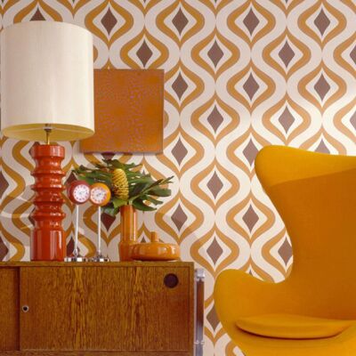 Superfresco Easy Trippy Retro Vintage 60's Geometric Orange - Wallp Superfresco Easy Trippy Retro Vintage 60's Geometric Orange - Wallp