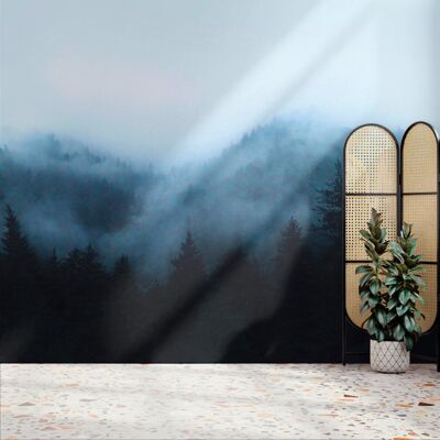 Superfresco Easy Misty Landscape Navy Print To Order 3m x 2.8m Mural Wallpaper Superfresco Easy Misty Landscape Navy Print To Order 3m x 2.8m Mural Wallpaper