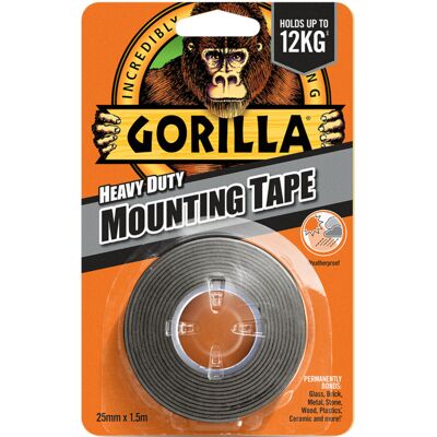 Gorilla Heavy Duty Mounting Tape Black 1.5m Gorilla Heavy Duty Mounting Tape Black 1.5m