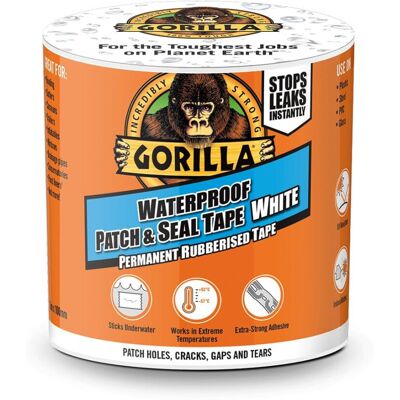 Gorilla Waterproof Patch & Seal Tape (100mm x 3m) White - 12 Pack - Instant Leak Gorilla Waterproof Patch & Seal Tape (100mm x 3m) White - 12 Pack - Instant Leak