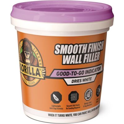 Gorilla Smooth Finish Wall Filler 473ml - Purple to White, Repairs Small & Large Gorilla Smooth Finish Wall Filler 473ml - Purple to White, Repairs Small & Large