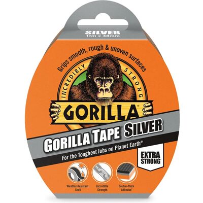 Gorilla Tape Silver (48mm x 11M) - 6 Pack - Heavy Duty, Weather-Resistant Duct T Gorilla Tape Silver (48mm x 11M) - 6 Pack - Heavy Duty, Weather-Resistant Duct T