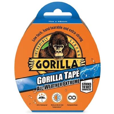 Gorilla All Weather Extreme Tape Black (48mm x 11M) - 3 Pack - Heavy Duty Waterp Gorilla All Weather Extreme Tape Black (48mm x 11M) - 3 Pack - Heavy Duty Waterp