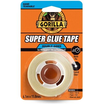 Gorilla Glue Tape Double Sided (15.8mm x 6.1M) - 6 Pack - Strong Permanent Adhes Gorilla Glue Tape Double Sided (15.8mm x 6.1M) - 6 Pack - Strong Permanent Adhes