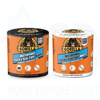 Gorilla Waterproof Patch & Seal Tape 100mm x 3m (Black & White, 1 Pack) - Instan Gorilla Waterproof Patch & Seal Tape 100mm x 3m (Black & White, 1 Pack) - Instan