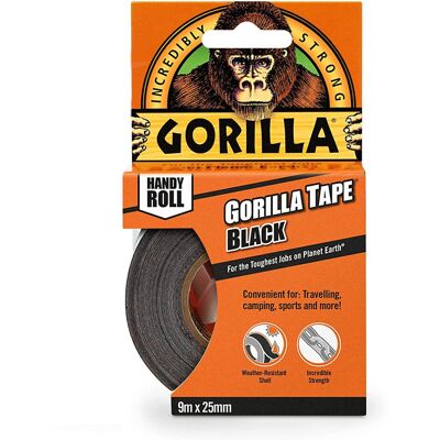 Gorilla Tape Handy Roll Black (25mm x 9.14m) - 24 Pack - Extra Strong & Weatherp Gorilla Tape Handy Roll Black (25mm x 9.14m) - 24 Pack - Extra Strong & Weatherp