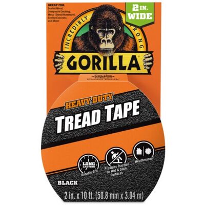Gorilla Anti-Slip Tread Tape (50.8mm x 3.04M) Black - 3 Pack - Heavy Duty Tracti Gorilla Anti-Slip Tread Tape (50.8mm x 3.04M) Black - 3 Pack - Heavy Duty Tracti