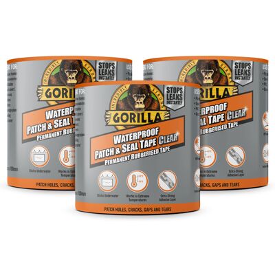 Gorilla 3044751 Waterproof Patch & Seal Tape Clear 2.4m (3 Pack) Gorilla 3044751 Waterproof Patch & Seal Tape Clear 2.4m (3 Pack)