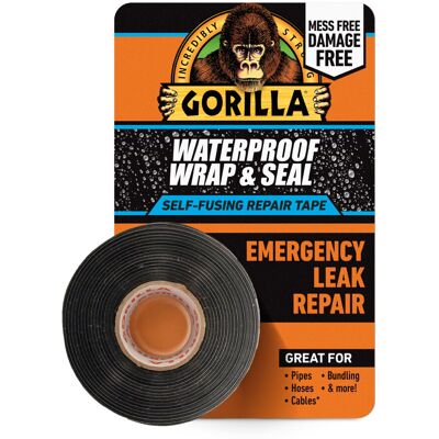 Gorilla Waterproof Wrap & Seal Tape Black 2.4m 100% Waterproof Silicone Self-F Gorilla Waterproof Wrap & Seal Tape Black 2.4m 100% Waterproof Silicone Self-F