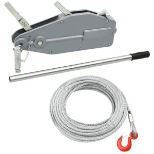 vidaXL 800kg Manual Wire Rope Hoist Winch - 20m Rope, Aluminum Housing, Lever Op vidaXL 800kg Manual Wire Rope Hoist Winch - 20m Rope, Aluminum Housing, Lever Op
