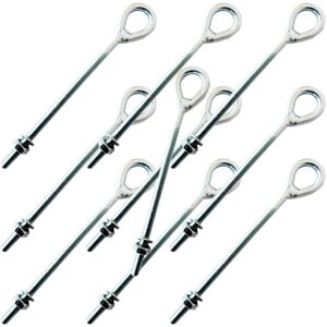 Loops QTY 10 8 x 3/8" Welded Eye E Bolt Galvanised Steel Wire Rope 200mm Thread Nut Loops QTY 10 8 x 3/8" Welded Eye E Bolt Galvanised Steel Wire Rope 200mm Thread Nut