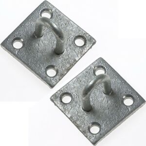 Loops 2x 50mm Galvanised Steel Staple on Face Plate Wire Rope Lashing Cable Loop Mount Loops 2x 50mm Galvanised Steel Staple on Face Plate Wire Rope Lashing Cable Loop Mount