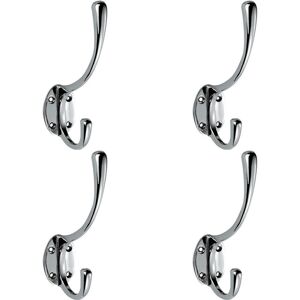 Loops 4x Victorian Hat & Coat Hook on Oval Backplate 64mm Projection Polished Chrome Loops 4x Victorian Hat & Coat Hook on Oval Backplate 64mm Projection Polished Chrome