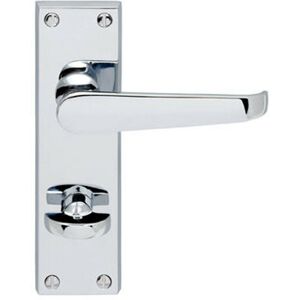 Loops Victorian Flat Lever on Bathroom Backplate Handle 150 x 42mm Polished Chrome Loops Victorian Flat Lever on Bathroom Backplate Handle 150 x 42mm Polished Chrome
