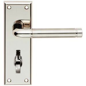 Loops PAIR Round Bar Lever on Bathroom Backplate 150 x 50mm Polished & Satin Nickel Loops PAIR Round Bar Lever on Bathroom Backplate 150 x 50mm Polished & Satin Nickel