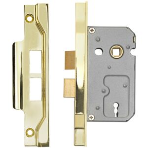 Loops 64mm 2 Lever Contract Rebated Sashlock Square Forend Electro Brassed Loops 64mm 2 Lever Contract Rebated Sashlock Square Forend Electro Brassed