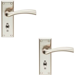 Loops 2x Chunky Curved Tapered Handle on Bathroom Backplate 150 x 50mm Satin Nickel Loops 2x Chunky Curved Tapered Handle on Bathroom Backplate 150 x 50mm Satin Nickel