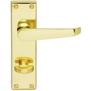 Loops Victorian Flat Lever on Bathroom Backplate Handle 150 x 42mm Polished Brass Loops Victorian Flat Lever on Bathroom Backplate Handle 150 x 42mm Polished Brass