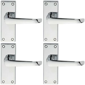 Loops 4x PAIR Straight Victorian Handle on Latch Backplate 150 x 42mm Polished Chrome Loops 4x PAIR Straight Victorian Handle on Latch Backplate 150 x 42mm Polished Chrome