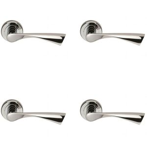 Loops 4x PAIR Angular Twisted Handle on Round Rose Concealed Fix Polished Chrome Loops 4x PAIR Angular Twisted Handle on Round Rose Concealed Fix Polished Chrome