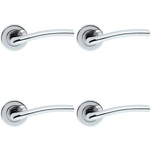 Loops 4x PAIR Raised Lever with Smooth Edges Concealed Fix Round Rose Polished Chrome Loops 4x PAIR Raised Lever with Smooth Edges Concealed Fix Round Rose Polished Chrome