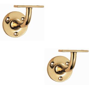 Loops 2x Heavyweight Handrail Bannister Bracket 80mm Projection Polished Brass Loops 2x Heavyweight Handrail Bannister Bracket 80mm Projection Polished Brass
