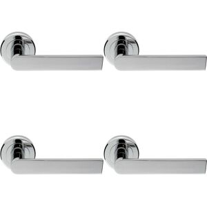 Loops 4x PAIR Flat Rectangular Bar Handle on Round Rose Concealed Fix Polished Chrome Loops 4x PAIR Flat Rectangular Bar Handle on Round Rose Concealed Fix Polished Chrome