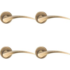 Loops 4x PAIR Arched Tapered Handle on Round Rose Concealed Fix Antique Brass Loops 4x PAIR Arched Tapered Handle on Round Rose Concealed Fix Antique Brass