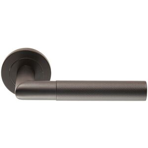 Loops PAIR Knurled Round Bar Handle on Round Rose Concealed Fix Matt Black Loops PAIR Knurled Round Bar Handle on Round Rose Concealed Fix Matt Black