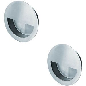 Loops 2x Circular Low Profile Recessed Flush Pull 90mm Diameter Satin Stainless Steel Loops 2x Circular Low Profile Recessed Flush Pull 90mm Diameter Satin Stainless Steel