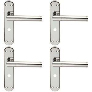 Loops 4x Round Bar Lever on Bathroom Backplate Door Handle 180 x 40mm Polished Chrome Loops 4x Round Bar Lever on Bathroom Backplate Door Handle 180 x 40mm Polished Chrome